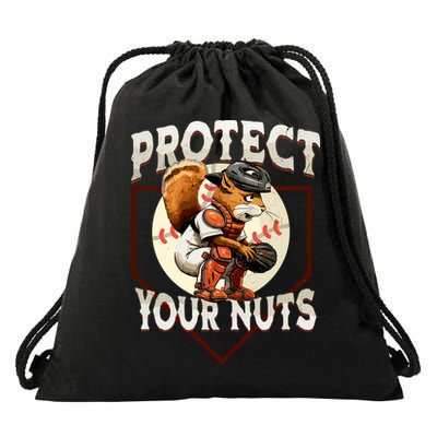 Squirrel Catcher Protect Your Nuts Funny Baseball Drawstring Bag
