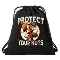Squirrel Catcher Protect Your Nuts Funny Baseball Drawstring Bag