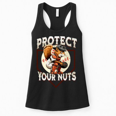 Squirrel Catcher Protect Your Nuts Funny Baseball Womens Tank Top