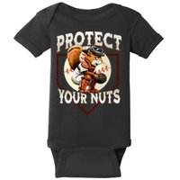 Squirrel Catcher Protect Your Nuts Funny Baseball Baby Bodysuit