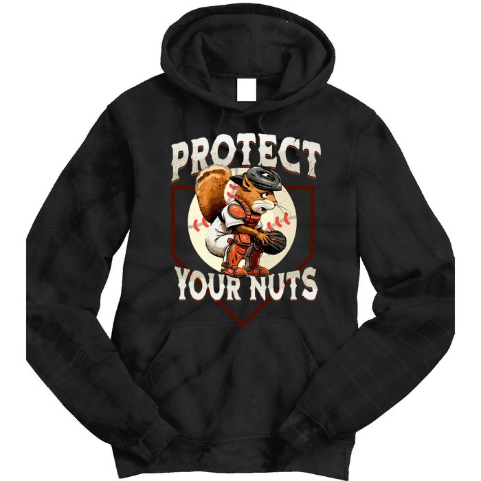 Squirrel Catcher Protect Your Nuts Funny Baseball Tie Dye Hoodie