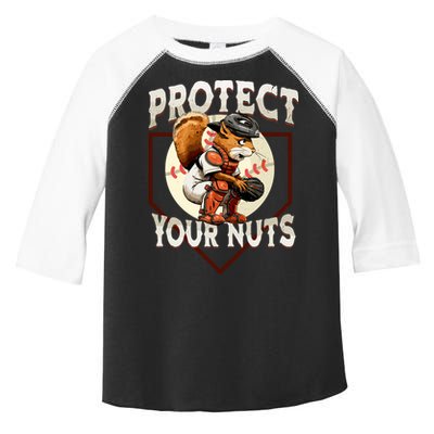 Squirrel Catcher Protect Your Nuts Funny Baseball Toddler Fine Jersey T-Shirt