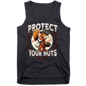 Squirrel Catcher Protect Your Nuts Funny Baseball Tank Top