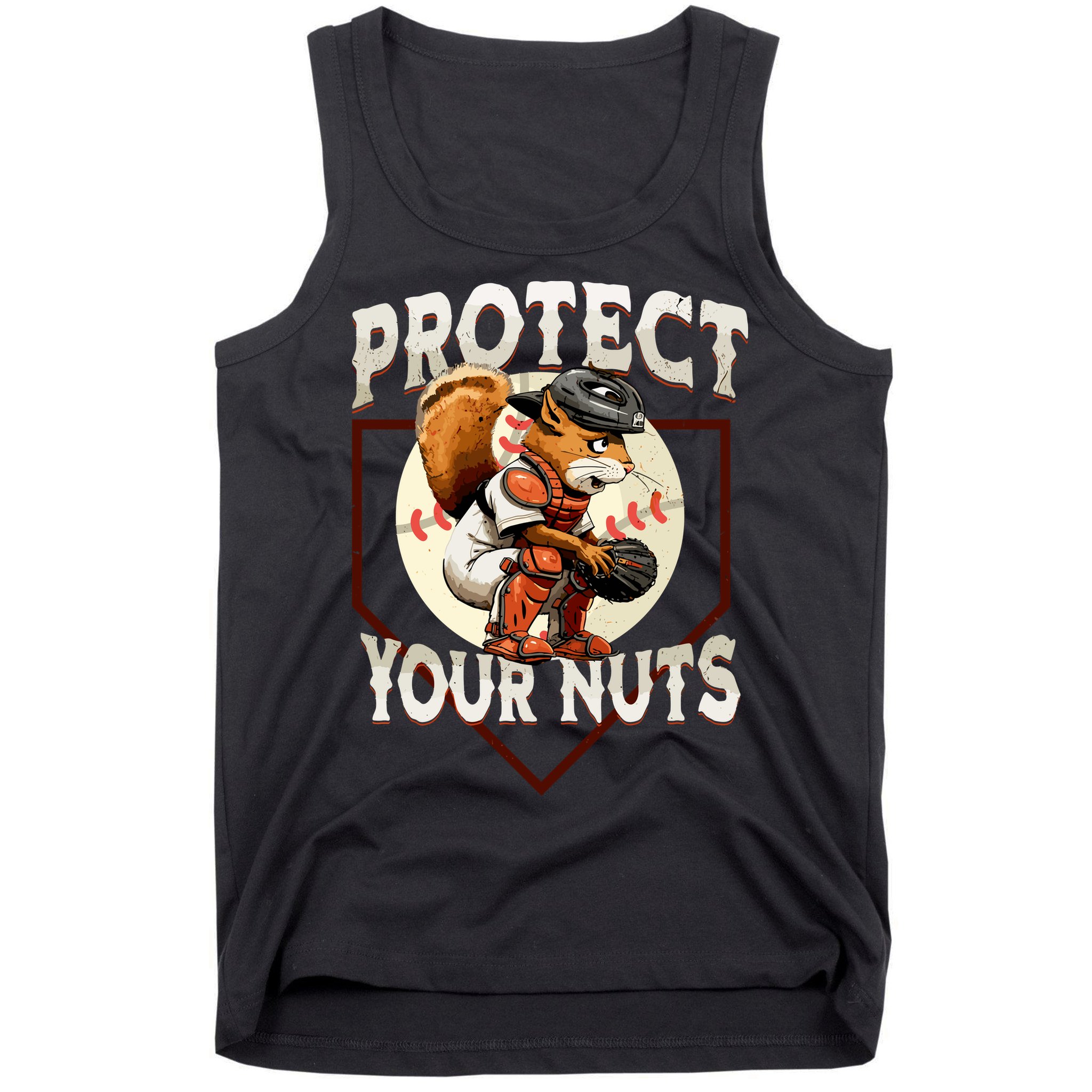 Squirrel Catcher Protect Your Nuts Funny Baseball Tank Top