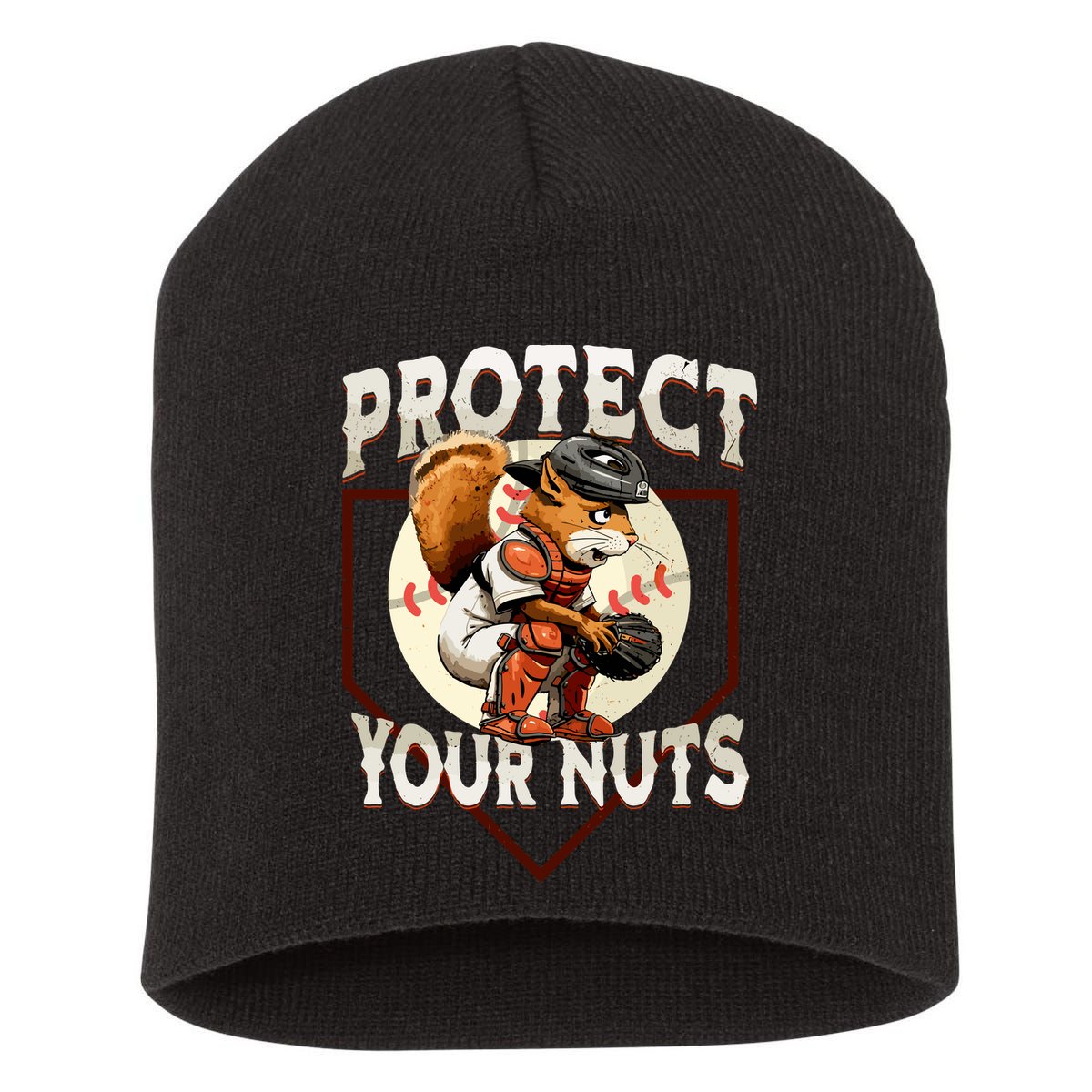 Squirrel Catcher Protect Your Nuts Funny Baseball Short Acrylic Beanie