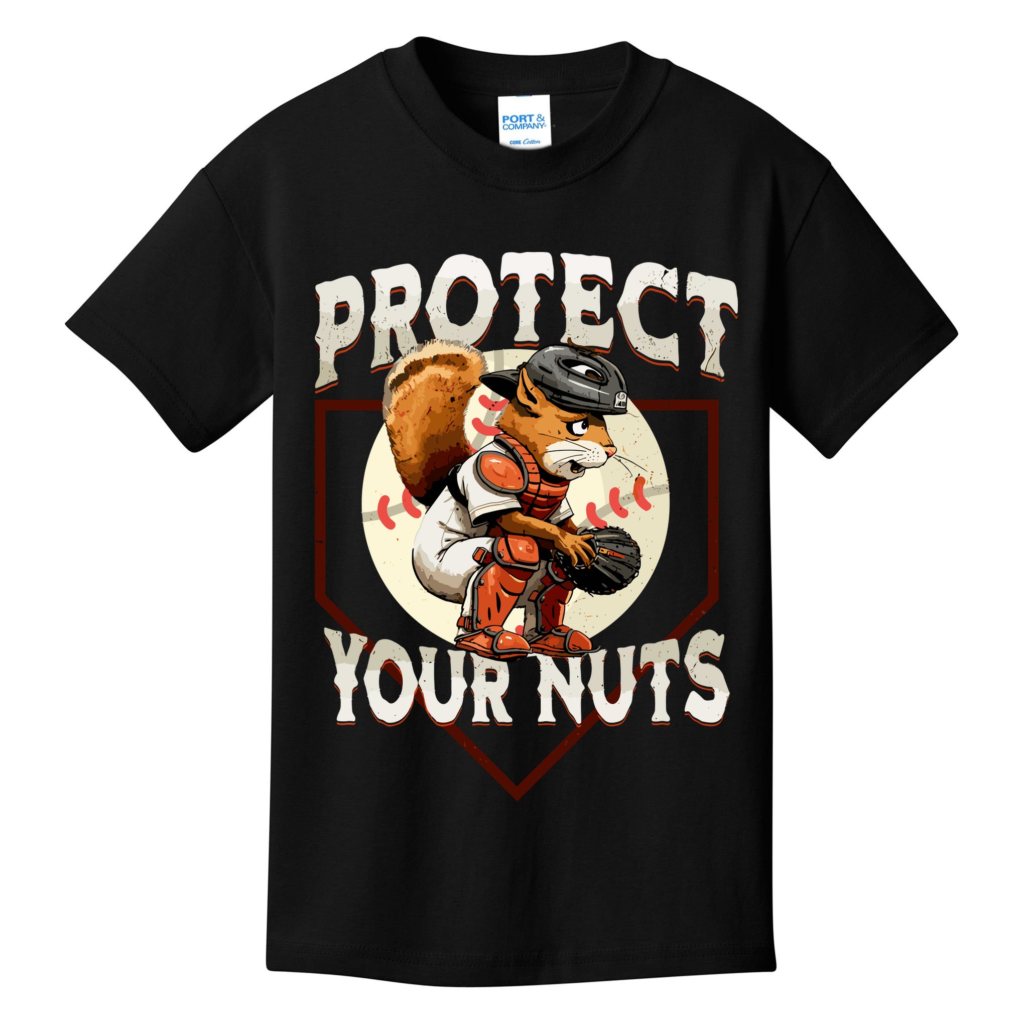 Squirrel Catcher Protect Your Nuts Funny Baseball Kids T-Shirt
