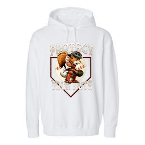 Squirrel Catcher Protect Your Nuts Funny Baseball Garment-Dyed Fleece Hoodie