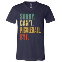 Sorry Can't Pickleball Bye Funny Retro Vintage Pickleball Premium V-Neck T-Shirt