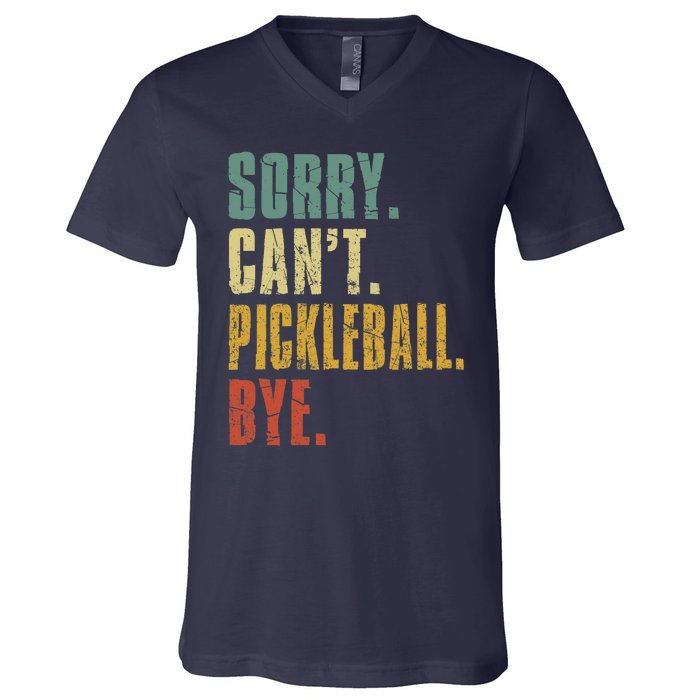 Sorry Can't Pickleball Bye Funny Retro Vintage Pickleball Premium V-Neck T-Shirt