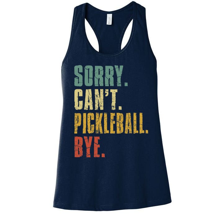 Sorry Can't Pickleball Bye Funny Retro Vintage Pickleball Premium Women's Racerback Tank