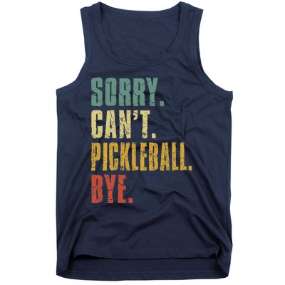 Sorry Can't Pickleball Bye Funny Retro Vintage Pickleball Premium Tank Top