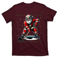 Santa Claus Playing Hockey Ugly Christmas Sweater T-Shirt