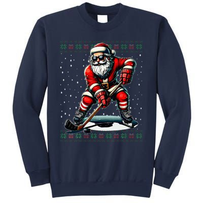 Santa Claus Playing Hockey Ugly Christmas Sweater Sweatshirt