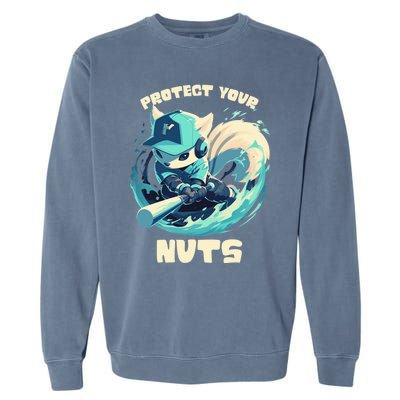 Squirrel Catcher Protect Your Nuts Funny Baseball Cute Gift Garment-Dyed Sweatshirt