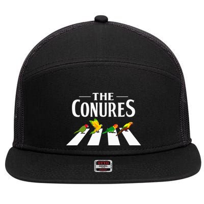 Sun Conure Parrot Pedestrian Design For A Conure Owner 7 Panel Mesh Trucker Snapback Hat