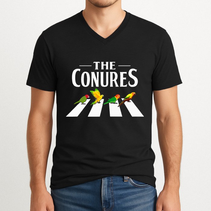 Sun Conure Parrot Pedestrian Design For A Conure Owner V-Neck T-Shirt