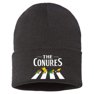 Sun Conure Parrot Pedestrian Design For A Conure Owner Sustainable Knit Beanie