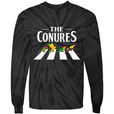 Sun Conure Parrot Pedestrian Design For A Conure Owner Tie-Dye Long Sleeve Shirt