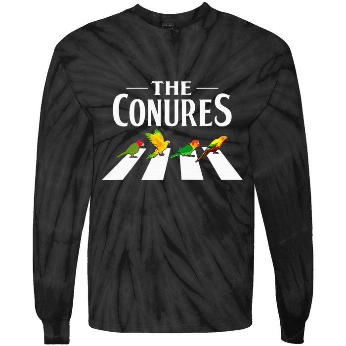 Sun Conure Parrot Pedestrian Design For A Conure Owner Tie-Dye Long Sleeve Shirt