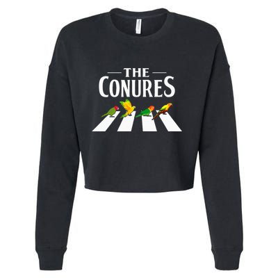 Sun Conure Parrot Pedestrian Design For A Conure Owner Cropped Pullover Crew