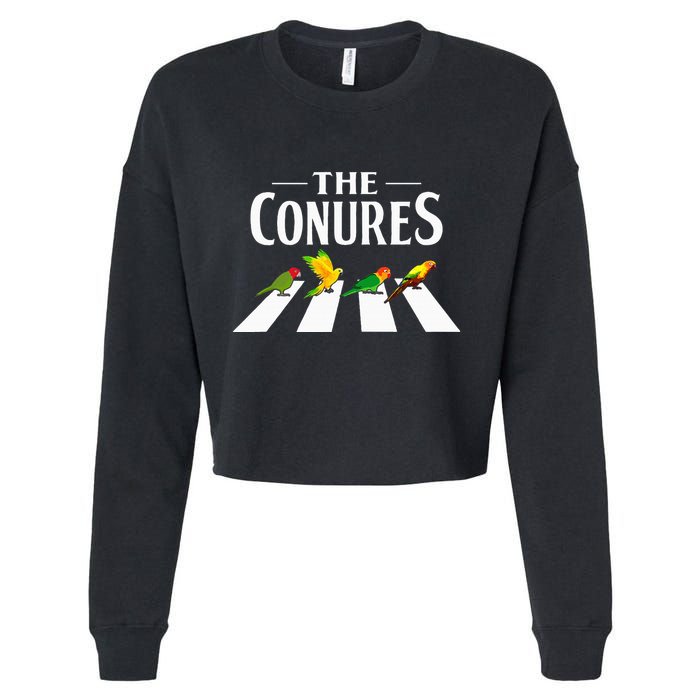 Sun Conure Parrot Pedestrian Design For A Conure Owner Cropped Pullover Crew
