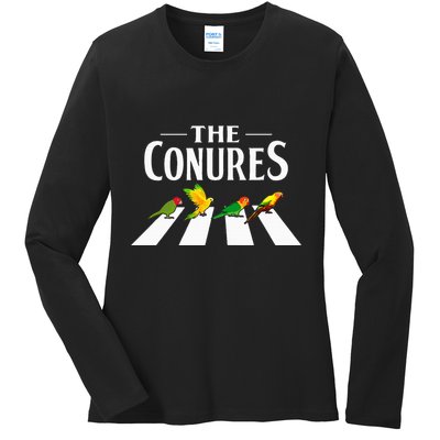 Sun Conure Parrot Pedestrian Design For A Conure Owner Ladies Long Sleeve Shirt