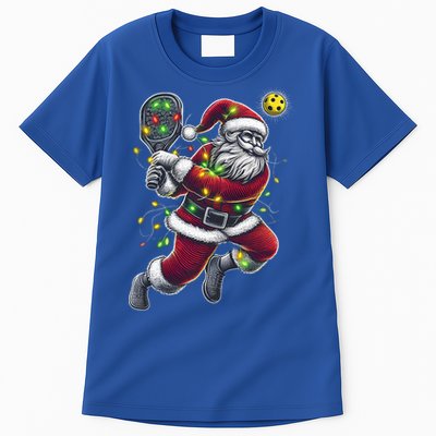 Santa Claus Playing Pickleball Lover Christmas Holiday Gift Tall T-Shirt