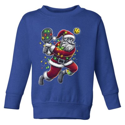 Santa Claus Playing Pickleball Lover Christmas Holiday Gift Toddler Sweatshirt