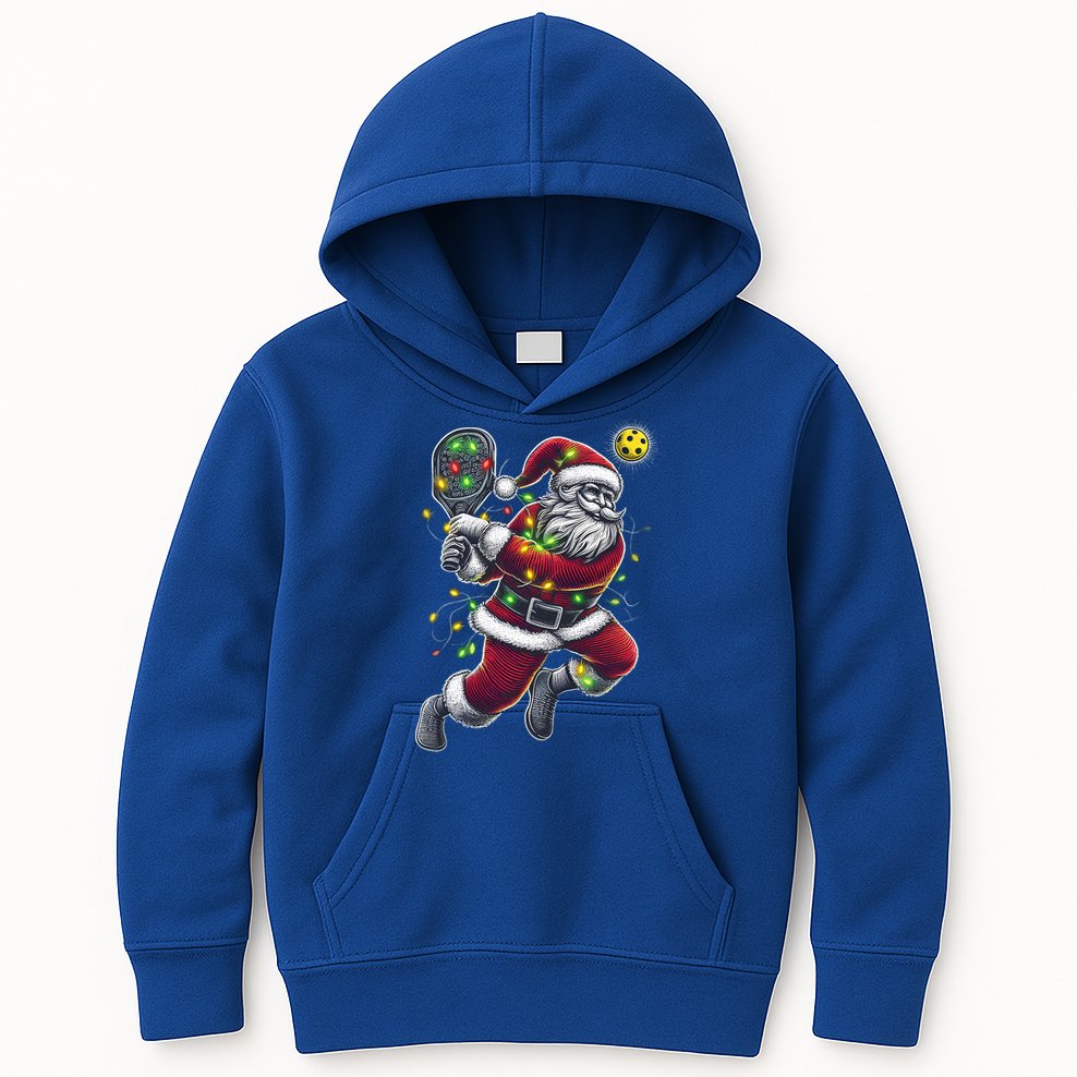 Santa Claus Playing Pickleball Lover Christmas Holiday Gift Kids Hoodie