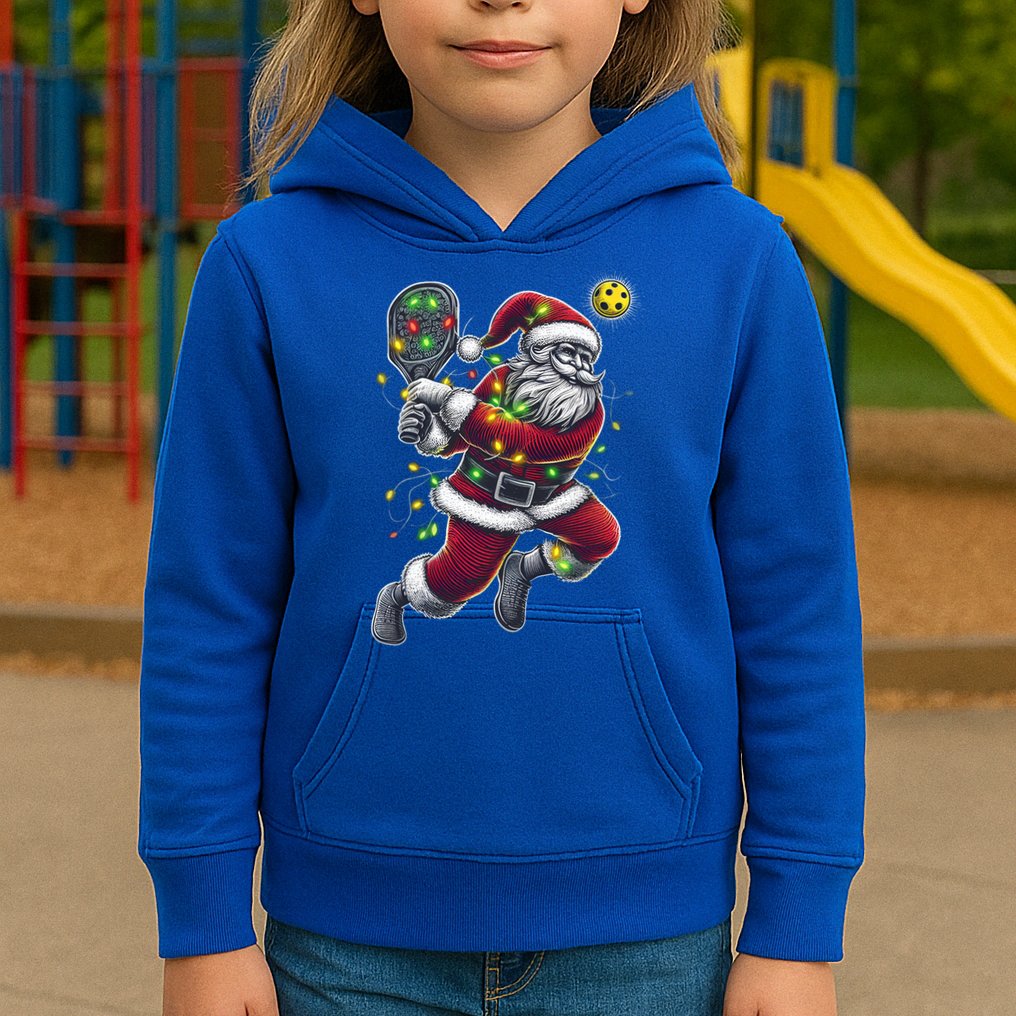 Santa Claus Playing Pickleball Lover Christmas Holiday Gift Kids Hoodie