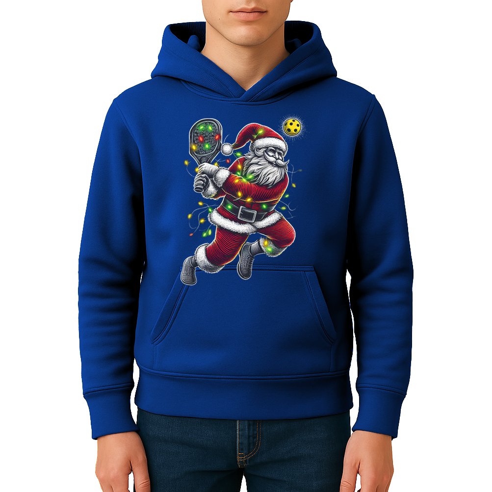 Santa Claus Playing Pickleball Lover Christmas Holiday Gift Kids Hoodie
