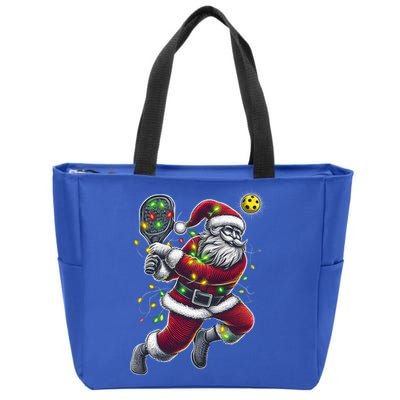 Santa Claus Playing Pickleball Lover Christmas Holiday Gift Zip Tote Bag