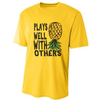 Swinger Couples Plays Well With Others Upside Down Pineapple Great Gift Youth Performance Sprint T-Shirt