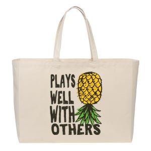 Swinger Couples Plays Well With Others Upside Down Pineapple Great Gift Cotton Canvas Jumbo Tote