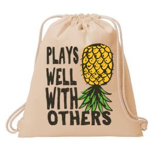 Swinger Couples Plays Well With Others Upside Down Pineapple Great Gift Drawstring Bag