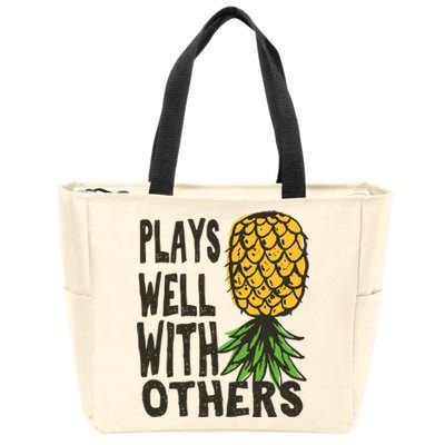 Swinger Couples Plays Well With Others Upside Down Pineapple Great Gift Zip Tote Bag