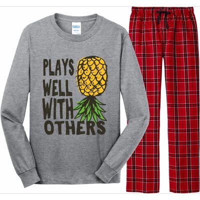 Swinger Couples Plays Well With Others Upside Down Pineapple Great Gift Long Sleeve Pajama Set