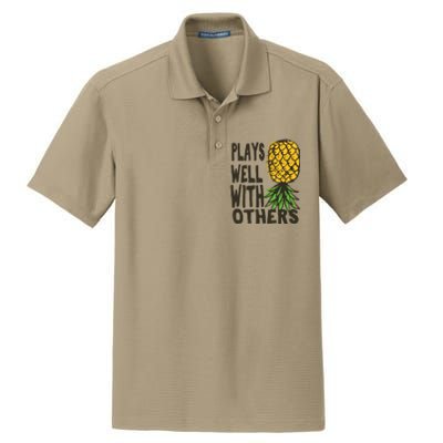 Swinger Couples Plays Well With Others Upside Down Pineapple Great Gift Dry Zone Grid Polo