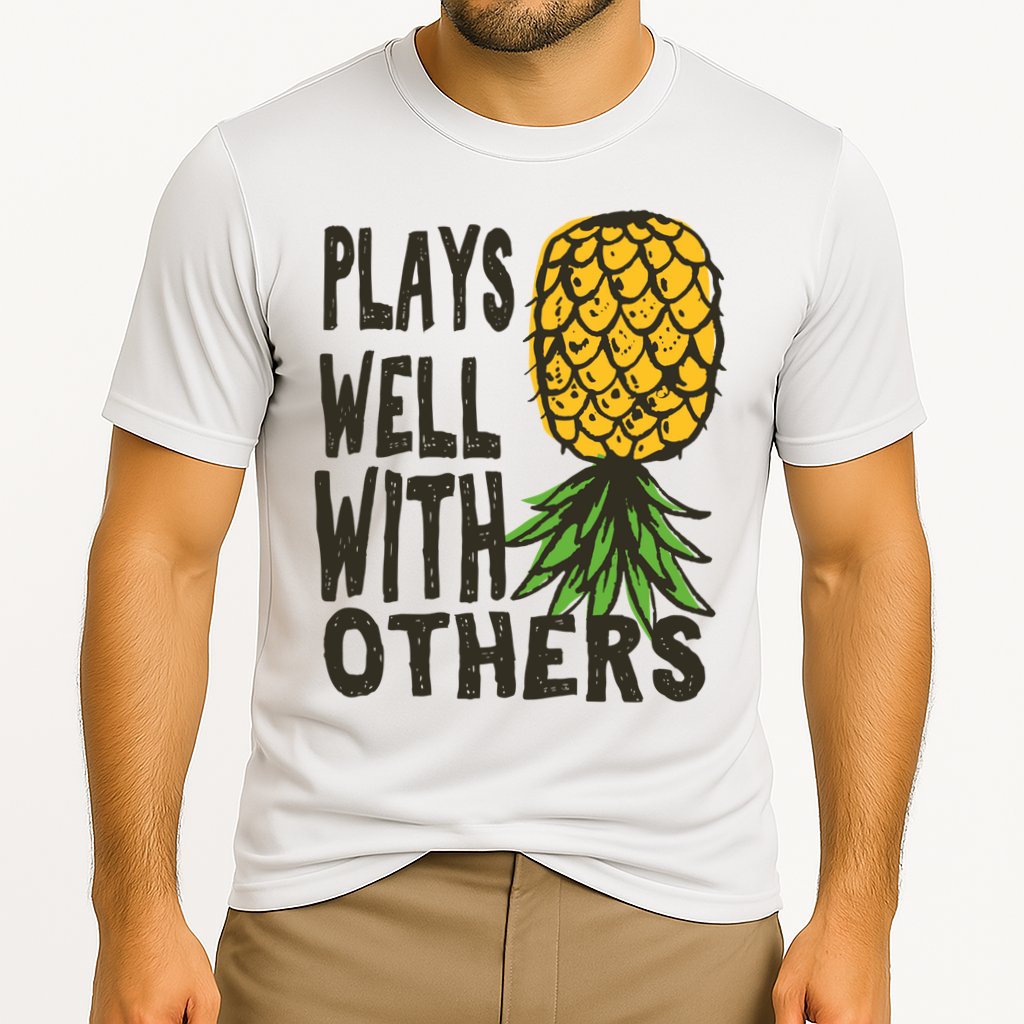 Swinger Couples Plays Well With Others Upside Down Pineapple Great Gift Performance Shirt