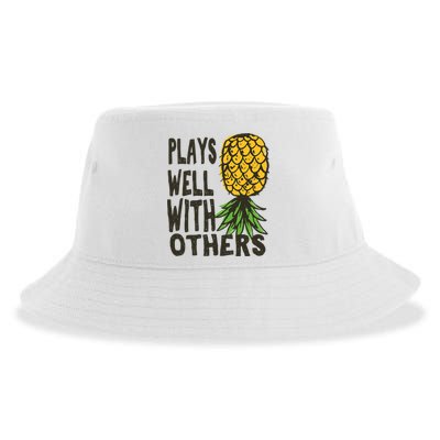 Swinger Couples Plays Well With Others Upside Down Pineapple Great Gift Sustainable Bucket Hat