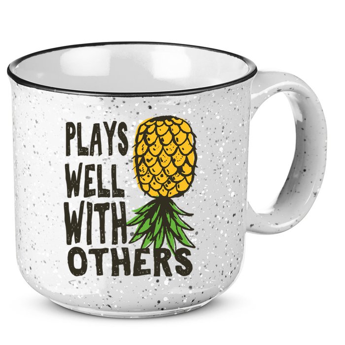 Swinger Couples Plays Well With Others Upside Down Pineapple Great Gift 15oz Campfire Ceramic Mug