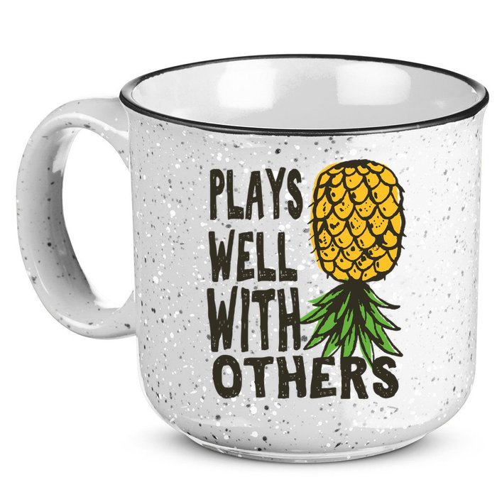 Swinger Couples Plays Well With Others Upside Down Pineapple Great Gift 15oz Campfire Ceramic Mug