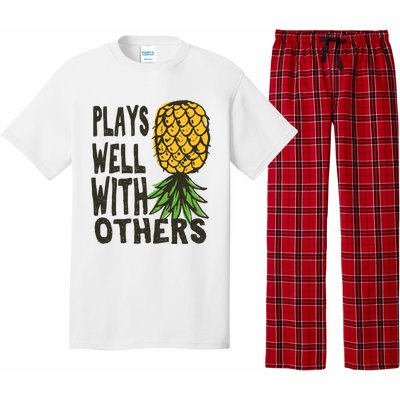 Swinger Couples Plays Well With Others Upside Down Pineapple Great Gift Pajama Set