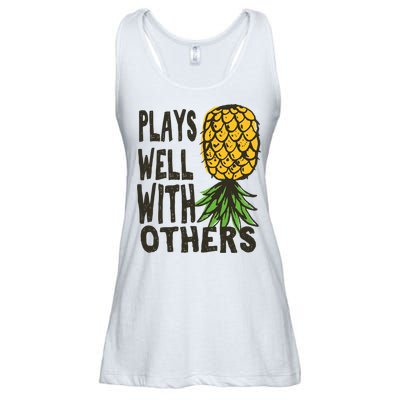 Swinger Couples Plays Well With Others Upside Down Pineapple Great Gift Ladies Essential Flowy Tank