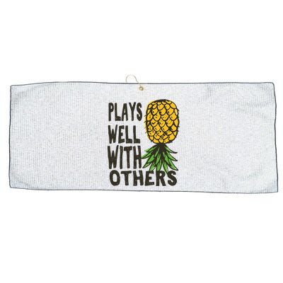 Swinger Couples Plays Well With Others Upside Down Pineapple Great Gift Large Microfiber Waffle Golf Towel