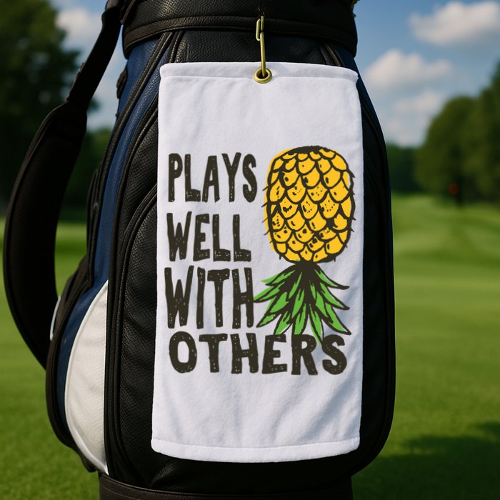 Swinger Couples Plays Well With Others Upside Down Pineapple Great Gift Golf Towel