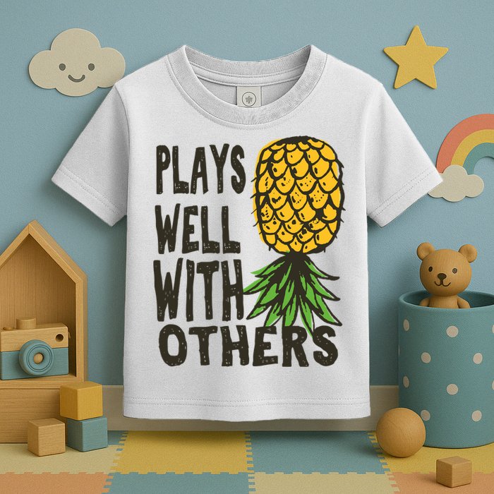 Swinger Couples Plays Well With Others Upside Down Pineapple Great Gift Toddler T-Shirt