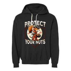 Squirrel Catcher Protect Your Nuts Baseball Garment-Dyed Fleece Hoodie