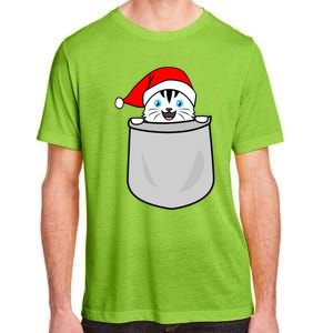 Santa Cat Pocket Funny Cute Cat Mom Dad Christmas Gift Adult ChromaSoft Performance T-Shirt