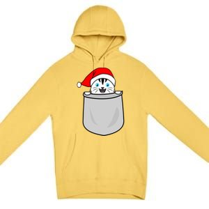 Santa Cat Pocket Funny Cute Cat Mom Dad Christmas Gift Premium Pullover Hoodie